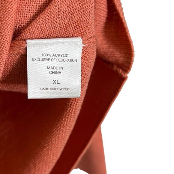 New York & Company Ruffle Neck Button Detail Long Sleeve Sweater Rust Size XL - Picture 8 of 10